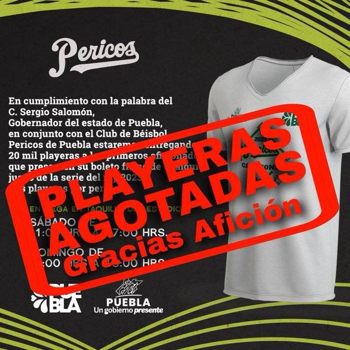 Volaron las 20 mil playeras de los  Pericos que regaló el Gobierno Del Estado.