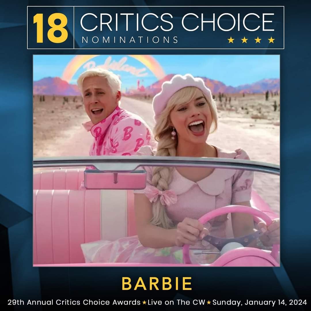‘Barbie’ lidera nominaciones en los Critics Choice Awards.