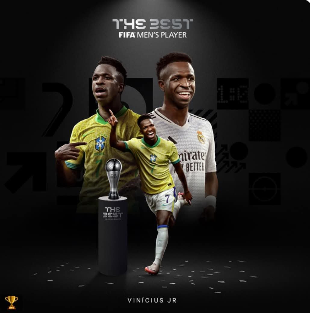 Vinicius Jr ¡El Mejor del Mundo! Recibe el Premio The Best 2024 de la FIFA.