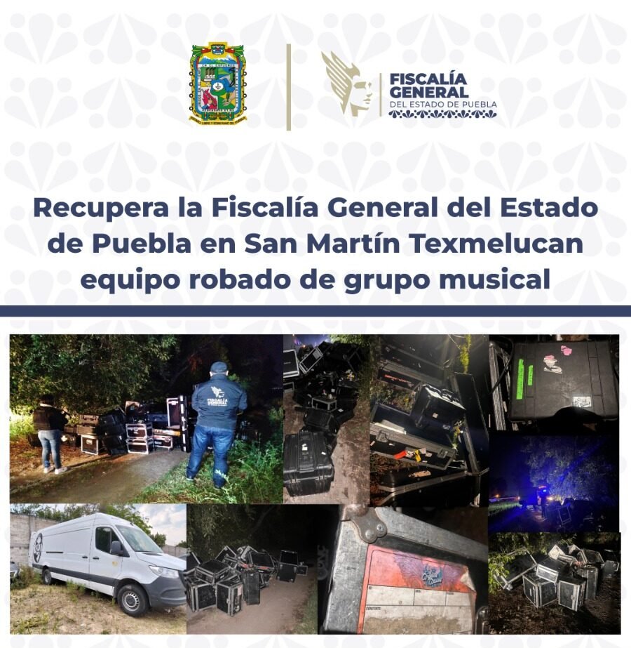 Fiscalía de Puebla recupera en Texmelucan equipo robado a Los Ángeles Azules