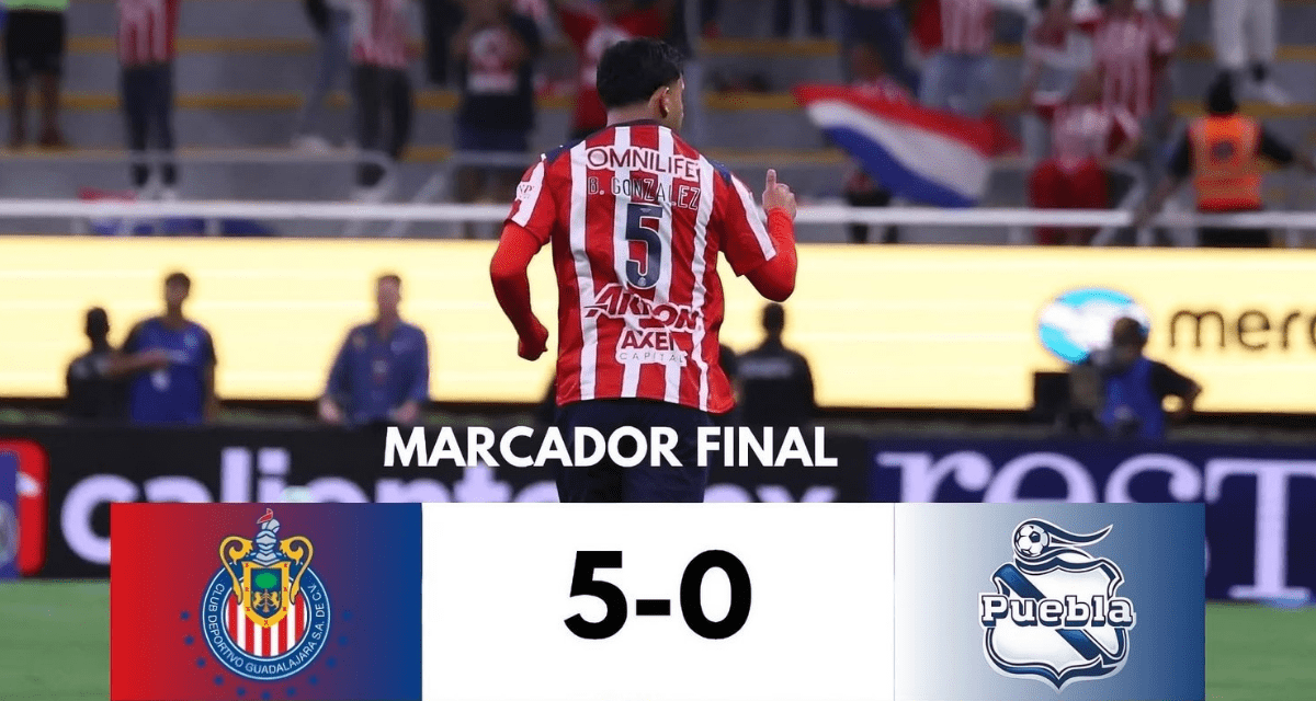 Chivas aplasta 5-0 al Puebla y se consolida como líder de la Liga MX