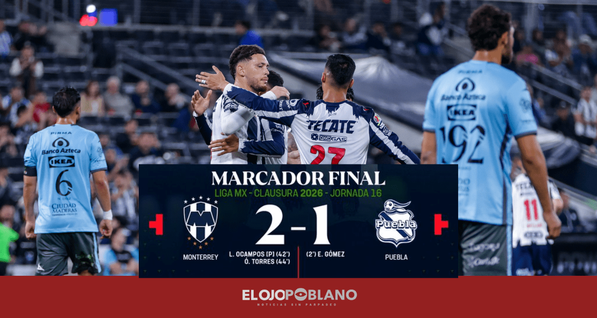 Monterrey rompe racha negativa y vence 2-1 a Puebla